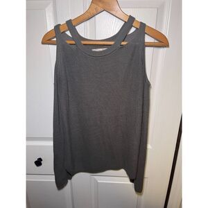 Pink Republic Gray Cold Shoulder Knit Sweater Womens Medium Long Sleeve